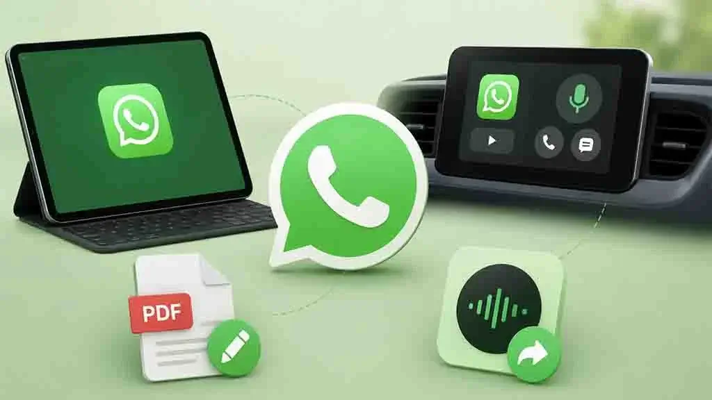 Explore WhatsApp new features, including iPad registration, CarPlay support, PDF improvements, and Spotify status sharing.